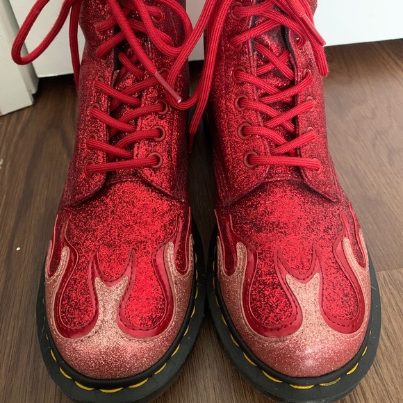 Dr. Martens Shoes - Dr. Martens 1460 Pascal Red Glitter Flame (RARE)